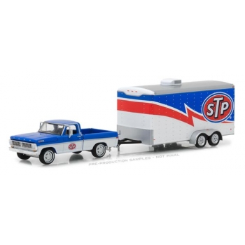 1:64 GreenLight *HITCH & TOW 12* STP 1970 Ford F100 Pickup & ENCLOSED TRAILER