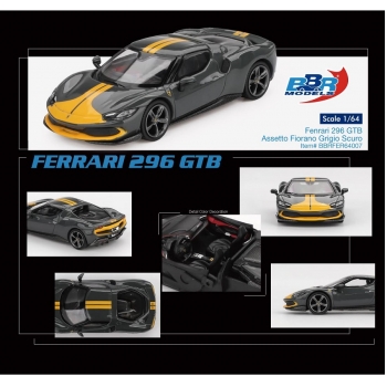 BBR 1:64 Ferrari 296 GTB 2024 assetto fiorano grigio scuro