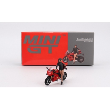 Mini GT 1:64 Ducatie Panigale V4 S with Ducati Girl red black