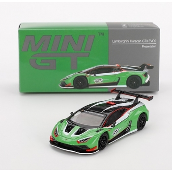 Mini GT 1:64 Lamborghini Huracan GT3 EVO2 Presentation LHD green