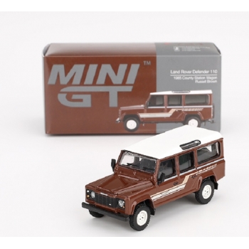 Mini GT 1:64 Land Rover Defender 110 County Station Wagon LHD 1985 russet brown