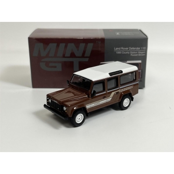 Mini GT 1:64 Land Rover Defender 110 County Station Wagon RHD 1985 russet brown