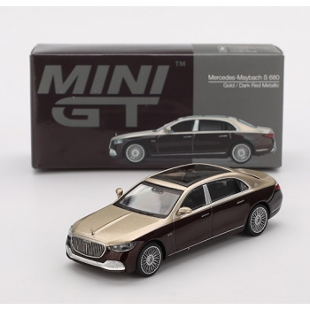 Mini GT 1:64 Mercedes-Maybach S680 2024 LHD gold dark red metallic