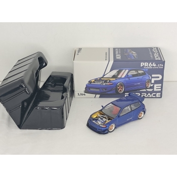 Pop Race 1:64 Pandem Civic EG6 metallic blue with open hood
