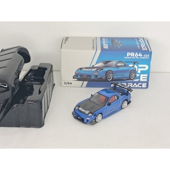 Pop Race 1:64 Mazda RX7 Re-Amemiya Widebody blue chrome